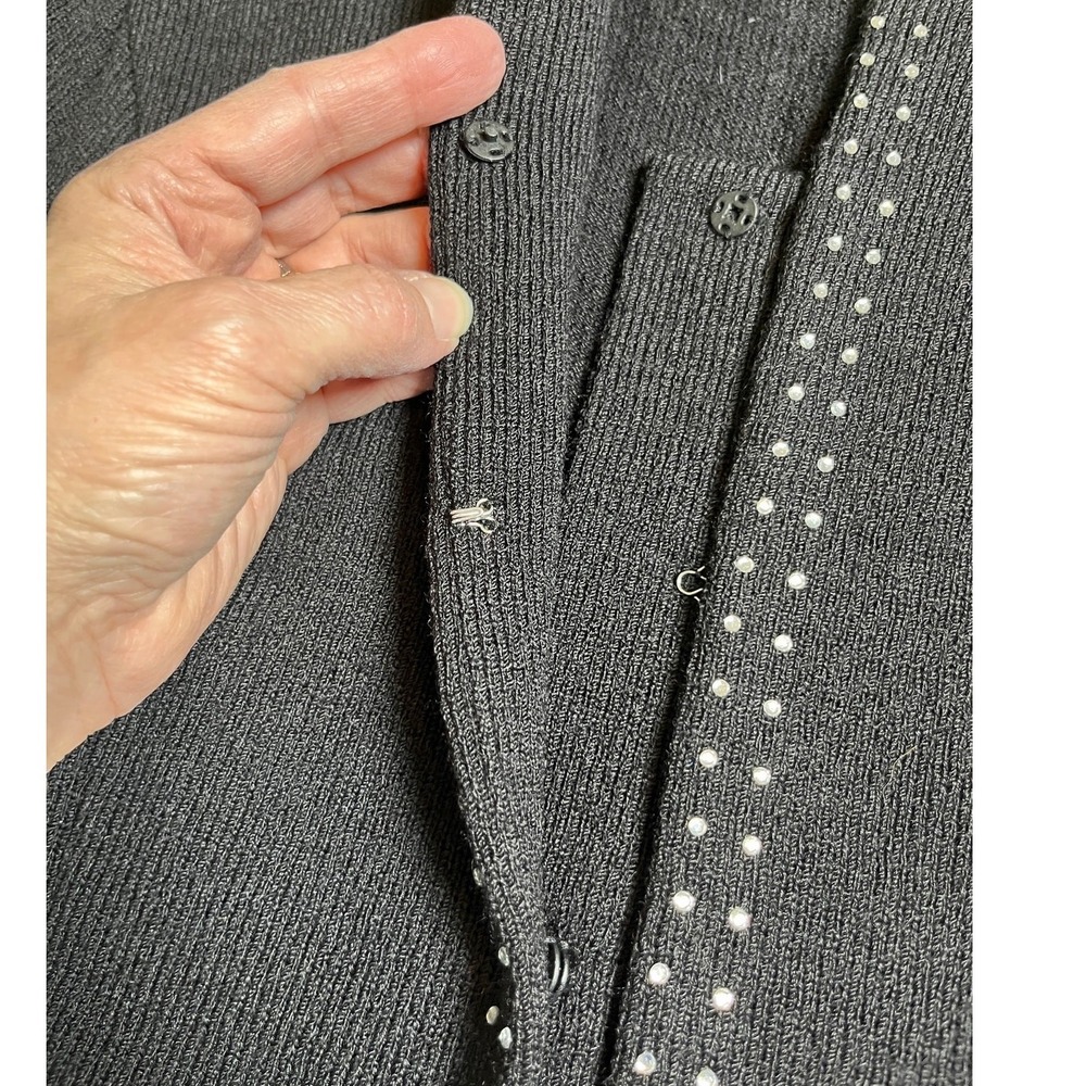 Black Knit‎ Rhinestone Trim Blazer Jacket Women's 10 Todd & Olivia - Picture 10 of 12